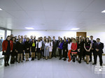A group of graduates of the Diplomatic School after watching the exhibition